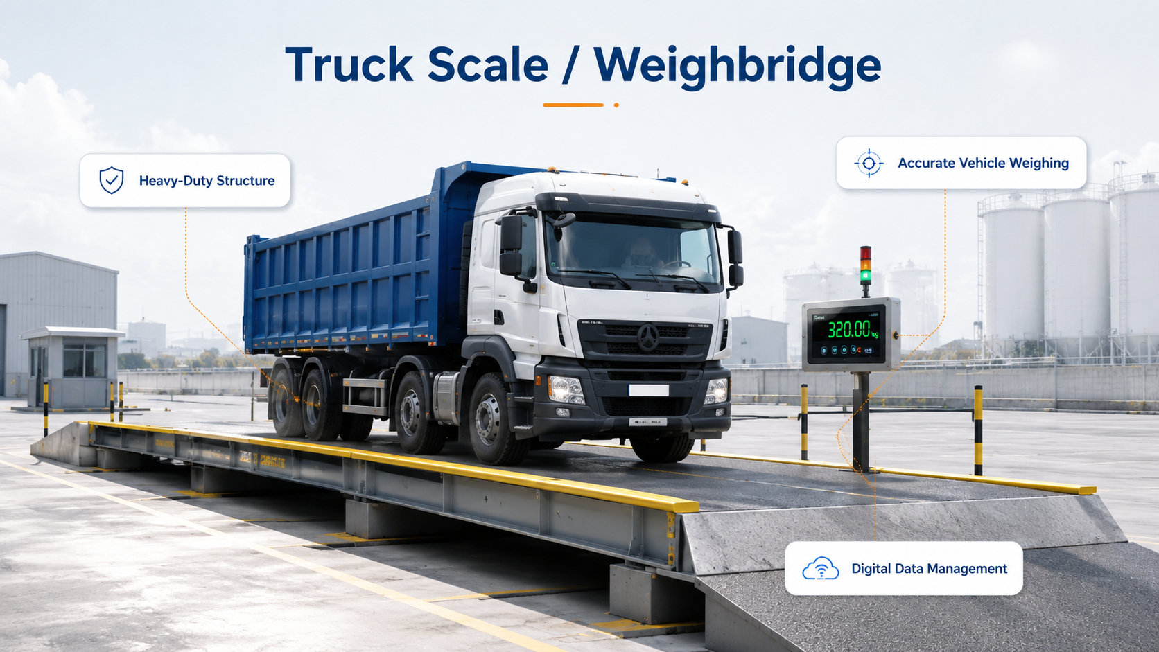 KELISCALES truck scale and weighbridge system for accurate vehicle weighing with heavy-duty structure and digital weight data management.