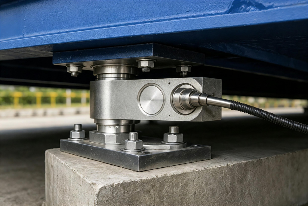 load cell installed under a truck scale weighbridge