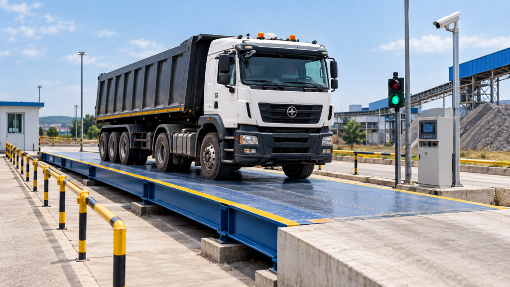 truck using an industrial truck scale at a mining site